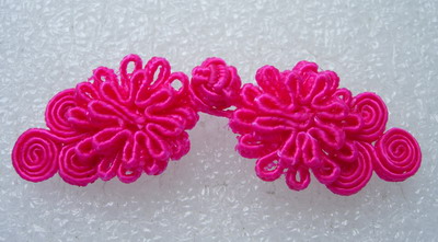 FG332 Flower Handmade Frog Closure Knots Buttons Fuchsia 5prs