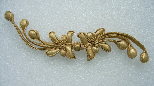 FG339 Gold Phoenix Tail Silk Satin Frog Closure Kont Button