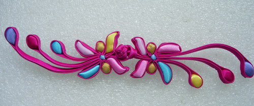 FG340 Fuchsia Phoenix Tail Silk Satin Frog Closure Kont Button - Click Image to Close