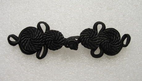 FG354 Corded Braided Frog Closure Kont Button Black 4pairs - Click Image to Close