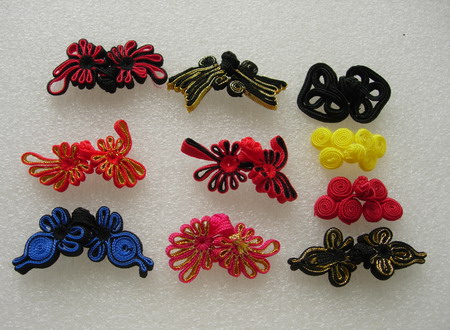 FG360 Assorted Ribbon Frog Closured Knots Button 10prs - Click Image to Close