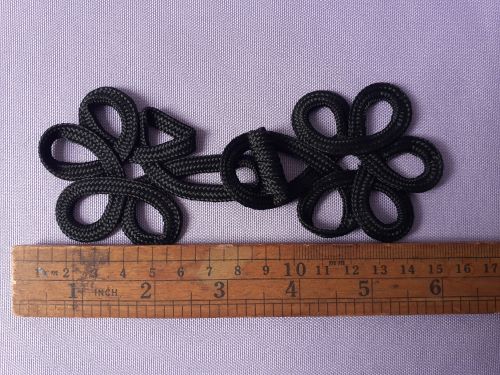 FG363 Loops Floral Corded Braided Frog Closured Knot - Click Image to Close