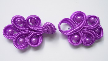 FG60 Purple Pearl Loop Chinese Frogs Closure Buttons Knots 5pr - Click Image to Close