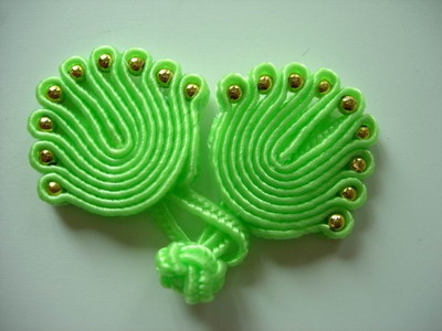 FG75-8 Lime Chinese Frog Closure Buttons Knots (Fan) 5pr