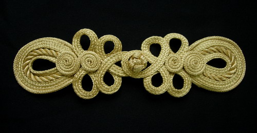 FG344 Gold Loopy Dots Braid Frog Closured Kont Buttons Handmade - Click Image to Close