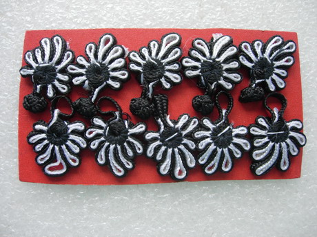 FG345 Black White Mini Frog Closured Kont Buttons Handmade 5pair