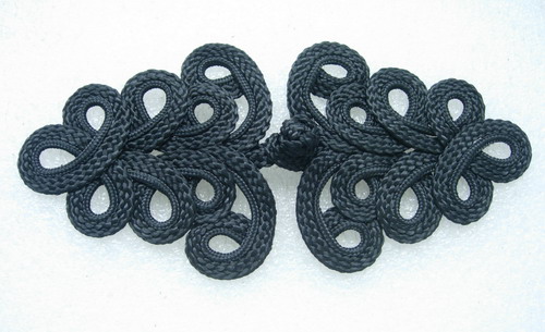 MR04-2 Macrame Fastener Frog Closure Knot Button Black - Click Image to Close