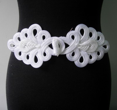 MR05-10 Braided Loops Macrame Fastener Frog Closure Knot White - Click Image to Close