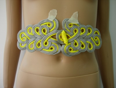 MR08-25 2Tone Macrame Fastener Closure Knot Buckle Yellow Grey - Click Image to Close