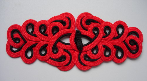 MR08-26 Red Black Corded Macrame Fastener Closured Knot Buckle - Click Image to Close