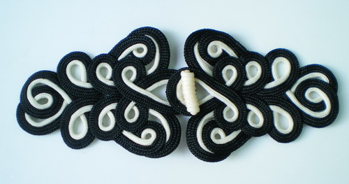 MR08-2 Cord Macrame Fastener Closure Knot Ornament Black White MR08-2 Cord Macrame Fastener Closure Knot Ornament Black White