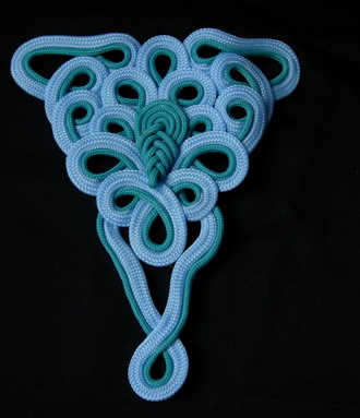 MR125 2Tone Blue Triangle Macrame Epaulette Ornament Decoration - Click Image to Close