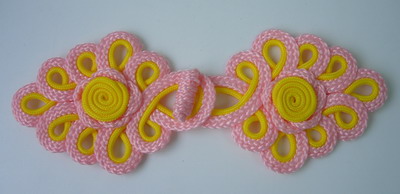 MR134 2Tone Pink Yellow Loops Macrame Corded Closure Knots