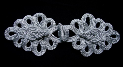 MR154-2 Silver Metallic Cord Chinese Fastener Frog Closure Knot