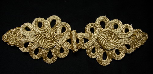 MR155 Gold Metallic Cord Braided Looped Fastener Closure Knot - Click Image to Close