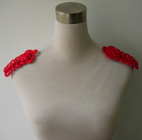 MR159 Loopy Corded Braided Epaulette Shoulder Applique Red 2pc - Click Image to Close