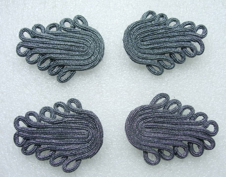 MR181 Grey Trims Braided Corded Macrame Epaulette Applique 4pcs