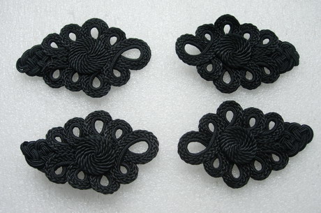 MR182 Black Corded Braided Epaulette Shoulder Applique Craft 4pc