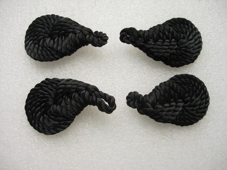 MR189 Black Corded Braided Epaulette Oval Dangle Applique 4pc - Click Image to Close