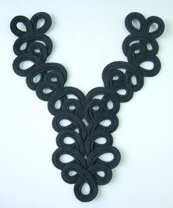 MR19-3 Braided Loopy Y-Neckline Collar Corded Applique Black MR19-3 Braided Loopy Y-Neckline Collar Corded Applique Black