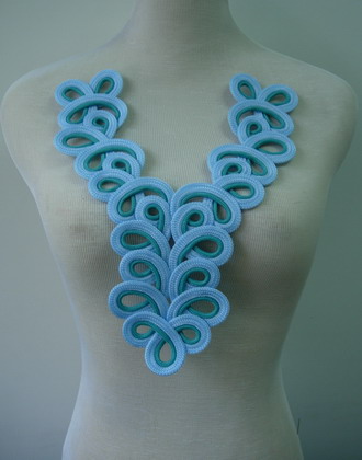 MR19-5 2Tone Aqua Blue Braided Loopy Y-Neck Collar Corded Motif MR19-5 2Tone Aqua Blue Braided Loopy Y-Neck Collar Corded Motif