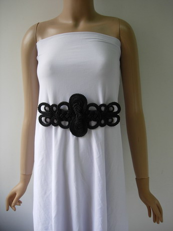 MR199-2 Vintage Black Metallic Cord Braided Motif Embellishment