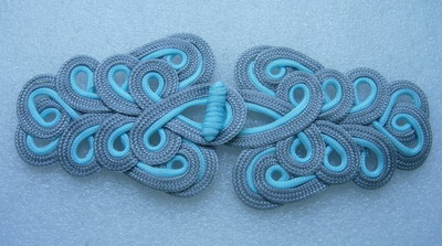 MR08-24 2Tone Macrame Fastener Closure Knot Buckle L.Blue Grey