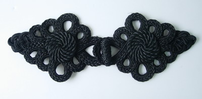 MR20-3 Macrame Corded Loops Braided Fastener Knots Buckle Black - Click Image to Close