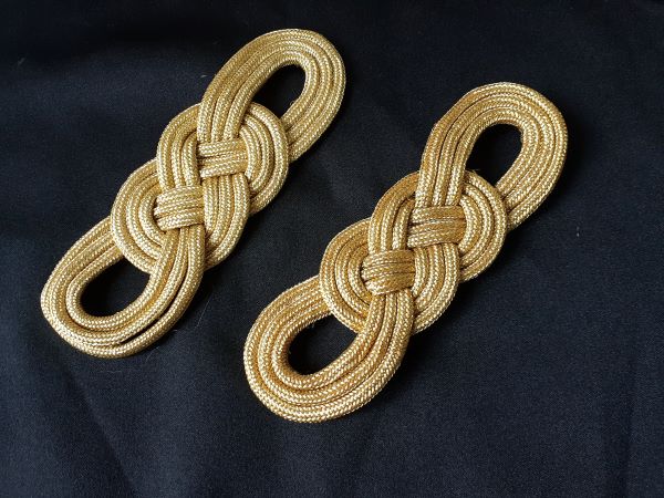 MR215 Gold Metallic Corded Braided Shoulder Applique 2pcs