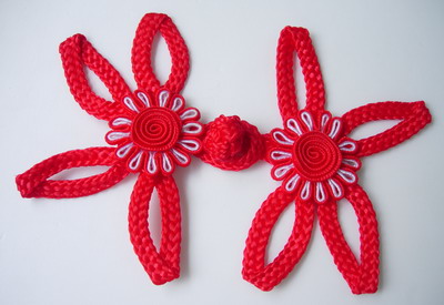 MR51 Red Flower Frog Closures Fastener Buttons Fashion Knot MR51 Red Flower Frog Closures Fastener Buttons Fashion Knot