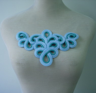 MR59-5 2Tone Blue Loopy Neck Front Braided Corded Applique Motif MR59-5 2Tone Blue Loopy Neck Front Braided Corded Applique Motif