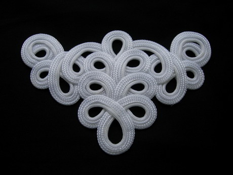 MR59-9 White Loopy Neck Front Braided Cord Applique Motif MR59-9 White Loopy Neck Front Braided Cord Applique Motif