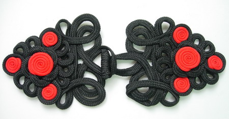 MR69 Black Red Braided Rose Macrame Knots Fastener for Fashion - Click Image to Close