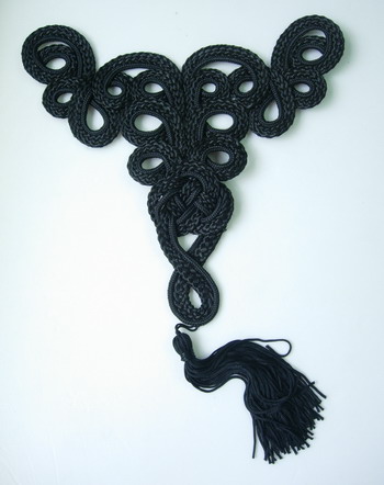 MR78 Tassel Corded Knot Macrame Ornament Motif Deoration Black MR78 Tassel Corded Knot Macrame Ornament Motif Deoration Black