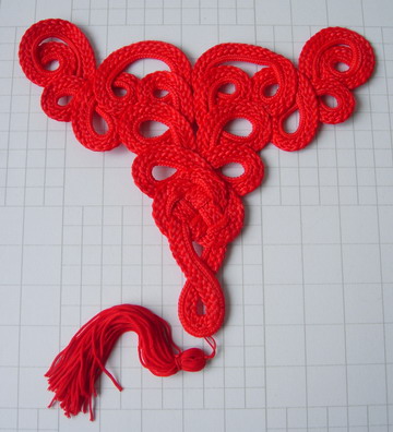 MR78-2 Tassel Corded Knot Macrame Ornament Motif Deoration Red