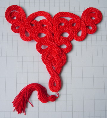 MR78-2 Tassel Corded Knot Macrame Ornament Motif Deoration Red MR78-2 Tassel Corded Knot Macrame Ornament Motif Deoration Red