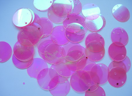 PI14 20mm Round Paillettes Sequins w/Hole Clear Pink 200pcs