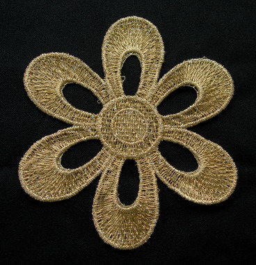 BROWN BEAD SEQUIN FLOWER TRIMMING Embroidered Sew On Patch Badge APPLIQUE 