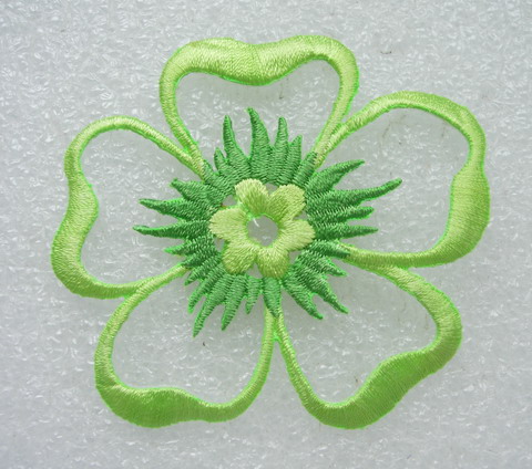 PT09-8 Lime Petals Flower Embroidered Cutwork Iron On Patch x2