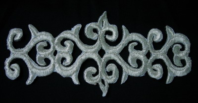 PB01 Silver Thread Trim Embroidery Applique Patch Classic Design - Click Image to Close