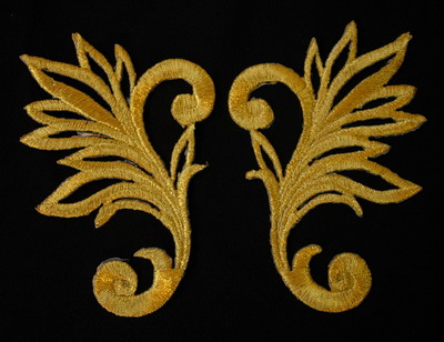 Medieval Clothing Patterns on Pb101 Medieval Mirror Pair Leaves Embroidery Cutwok Patch Gold Pb101
