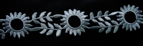 PB88 Leaves Flower Silver Trim Embroidery Iron On Lace 1yard PB88 Leaves Flower Silver Trim Embroidery Iron On Lace 1yard