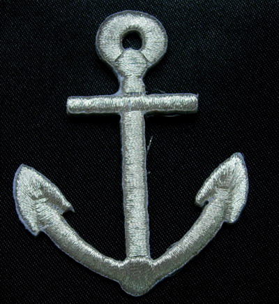PB96 Silver Anchor Embroidery Patch Appliques Trim/Sewing