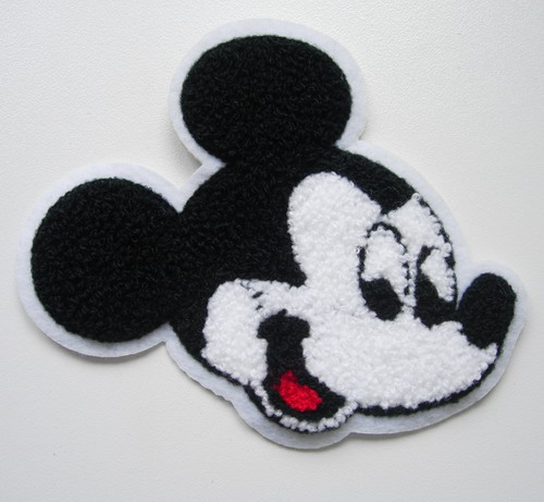 PC152 Embroidered Furry Mickey Mouse Face Applique Patch Sew On - Click Image to Close