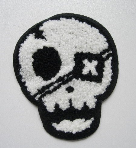 PC155 Embroidered Furry Pirate Skull Applique Patch Rock Punk