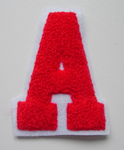 PC157 Alphabet "A" Embroidered Furry Applique Patch Sew On Dress - Click Image to Close
