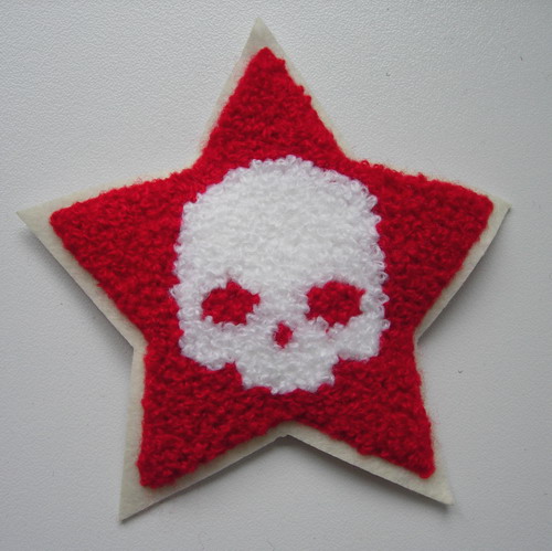 PC161 Punk STAR SKULL Furry Applique Patch Sew On Fashion