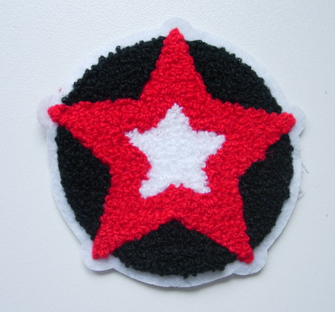 PC162 Punk STAR ROUND Furry Applique Patch Sew On Fashion - Click Image to Close