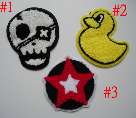PC163 Assorted 3pcs Furry Applique Patch Skull Star Duck PC163 Assorted 3pcs Furry Applique Patch Skull Star Duck