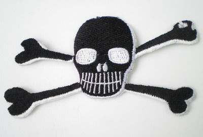 PC23 Rock Skull Crossbones Embroidery Patch Applique Iron On - Click Image to Close